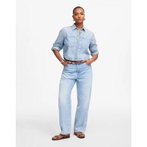 Madewell Curvy Barrel Leg Jeans Light Wash Womens 31 NWT